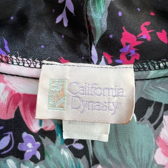 VINTAGE CALIFORNIA DYNASTY SATINY FLORAL ROBE - Picture 6 of 6